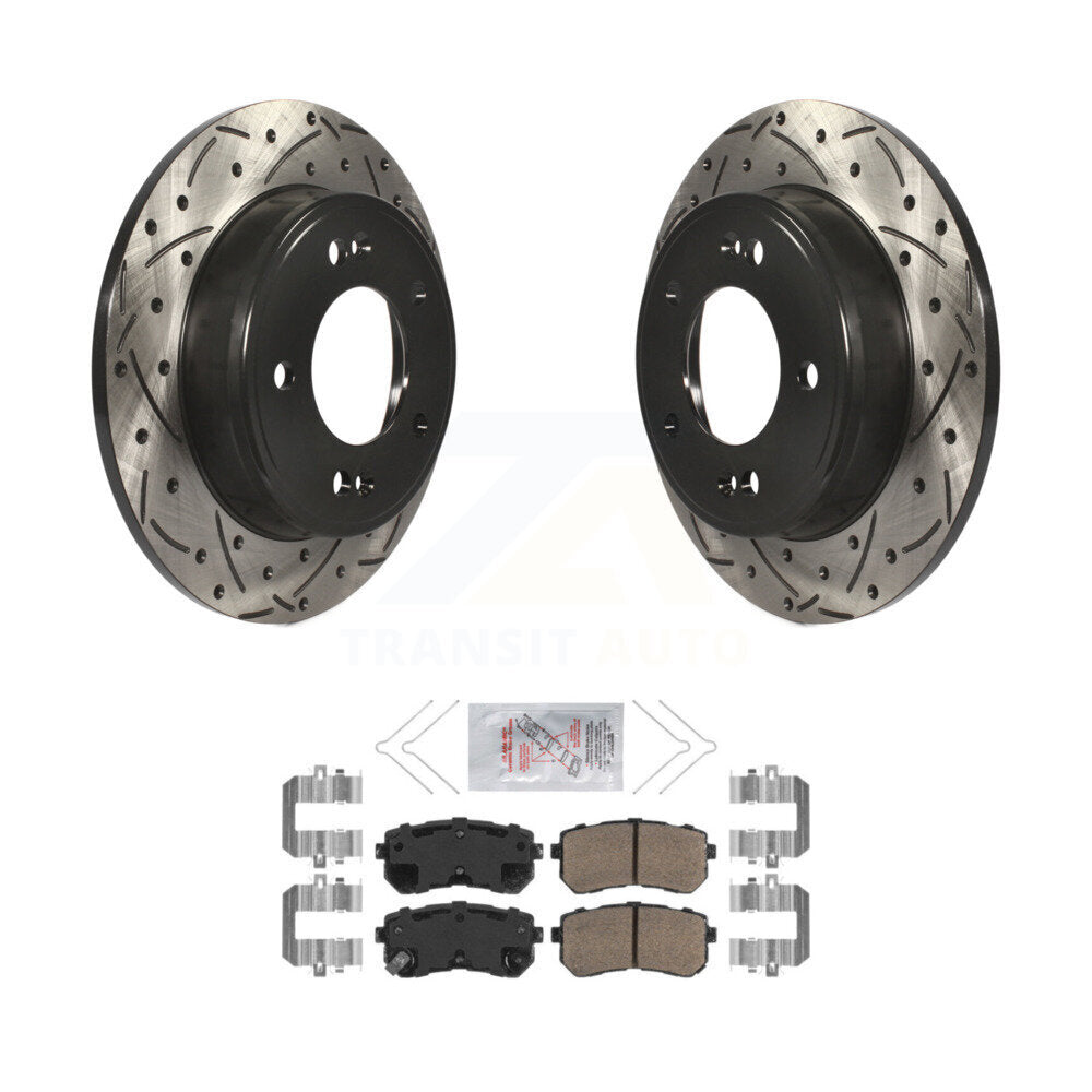 Rear Coated Drilled Slotted Disc Brake Rotors Ceramic Pad Kit For Hyundai Kona Kia Seltos KDA-102012