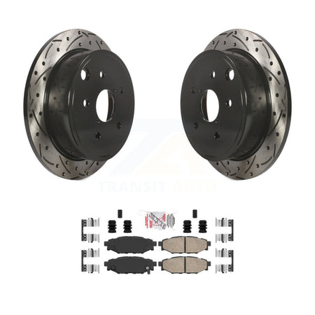 Rear Coated Drilled Slotted Disc Brake Rotors And Ceramic Pads Kit For Subaru WRX KDA-102016