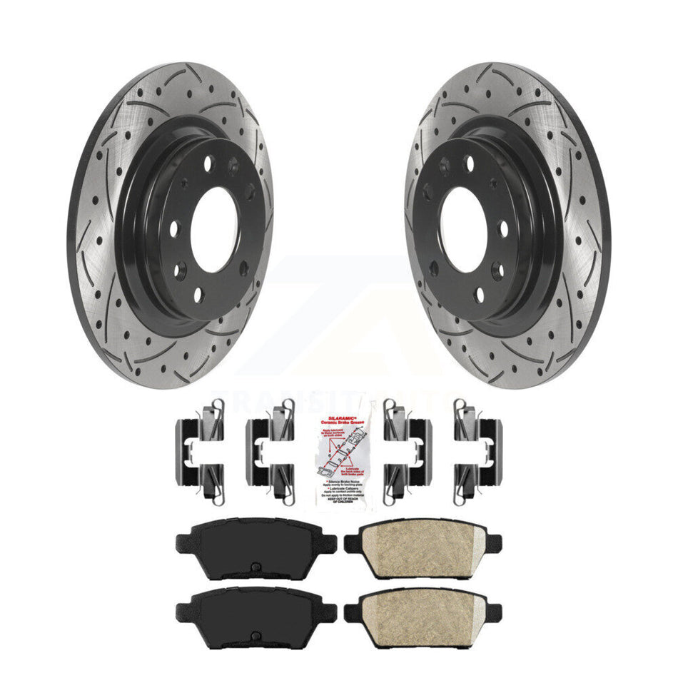Rear Drilled Slot Brake Rotors Ceramic Pad Kit For Ford Fusion Mazda 6 Lincoln MKZ Zephyr KDA-102022
