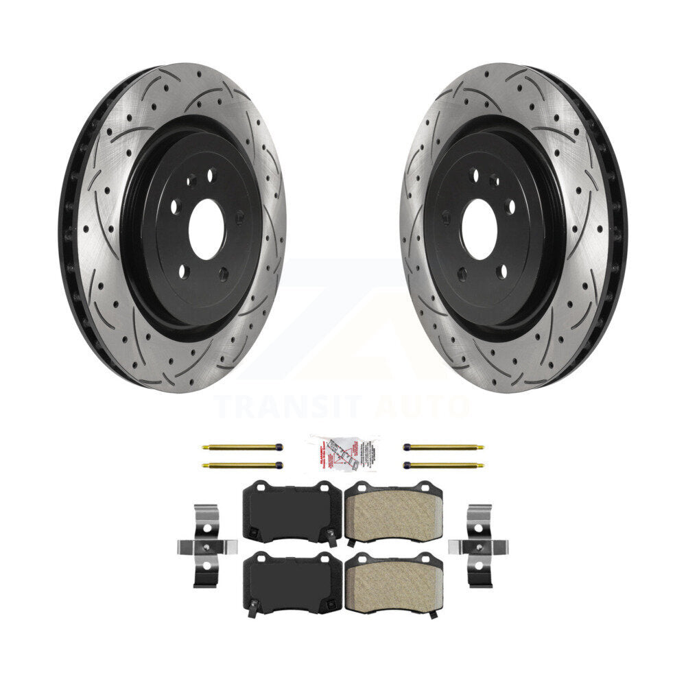 Rear Drill Slot Disc Brake Rotors Semi-Metallic Pad Kit For Chevrolet Camaro Cadillac CTS KDA-102026