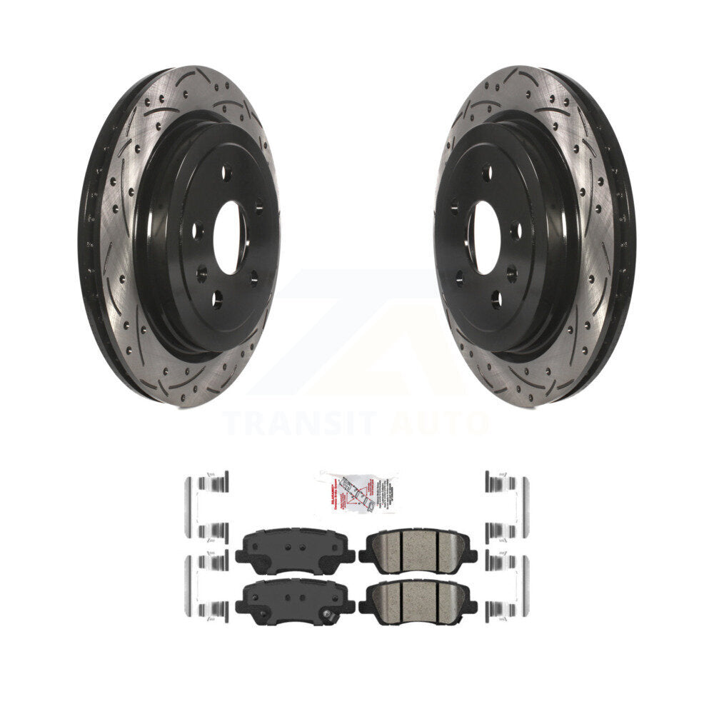 Rear Coated Drilled Slotted Disc Brake Rotors And Ceramic Pads Kit For Cadillac CTS KDA-102028