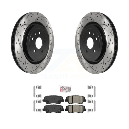 Rear Coated Drilled Slotted Disc Brake Rotor & Ceramic Pad Kit For 2015 Cadillac CTS 6.2L KDA-102029