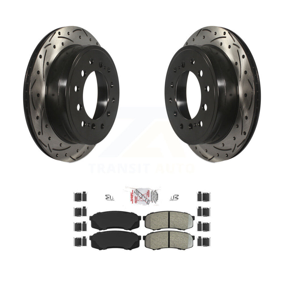 Rear Drill Slot Disc Brake Rotors Semi-Metallic Pad Kit For Toyota 4Runner Lexus GX460 FJ KDA-102031