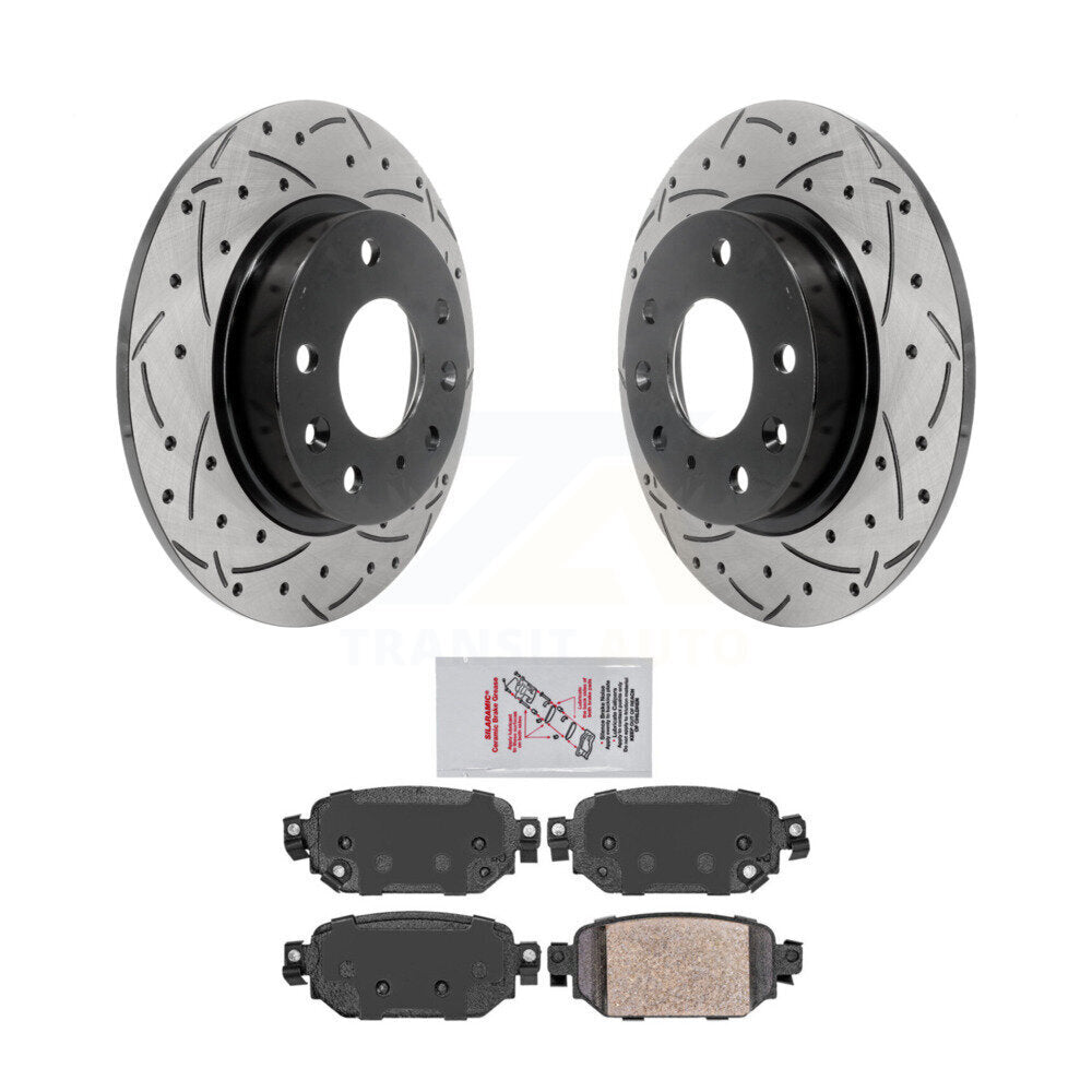 Rear Coated Drilled Slotted Disc Brake Rotors And Ceramic Pads Kit For Mazda 3 CX-3 Sport KDA-102035