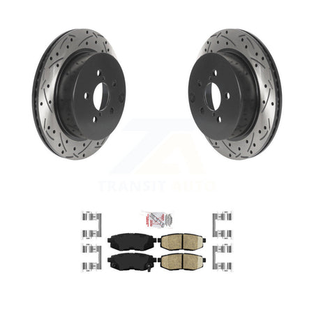 Rear Coat Drill Slot Disc Brake Rotors Ceramic Pad Kit For 2014-2018 Subaru Forester 2.0L KDA-102044