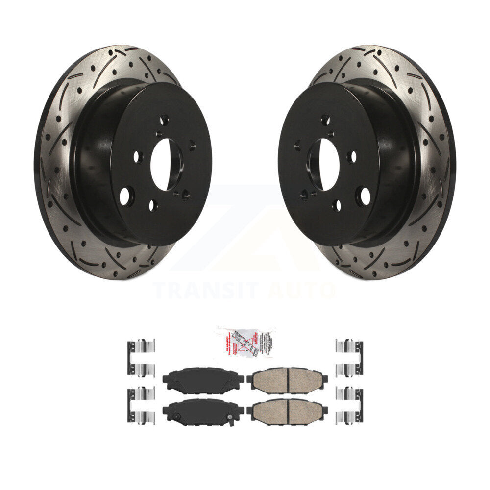Rear Drill Slot Disc Brake Rotor Ceramic Pad Kit For Subaru Crosstrek Impreza Forester XV KDA-102045