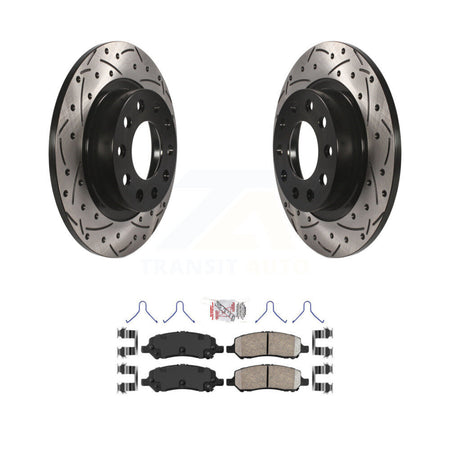 Rear Coated Drilled Slotted Disc Brake Rotor And Ceramic Pad Kit For 2013-2016 Dodge Dart KDA-102051