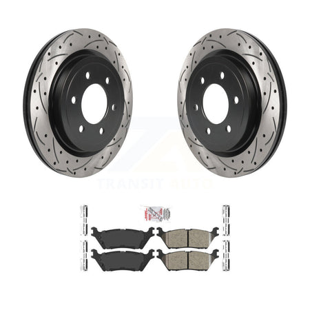 Rear Drilled Slot Brake Rotor Ceramic Pad Kit For Ford F-150 Expedition Lincoln Navigator KDA-102053