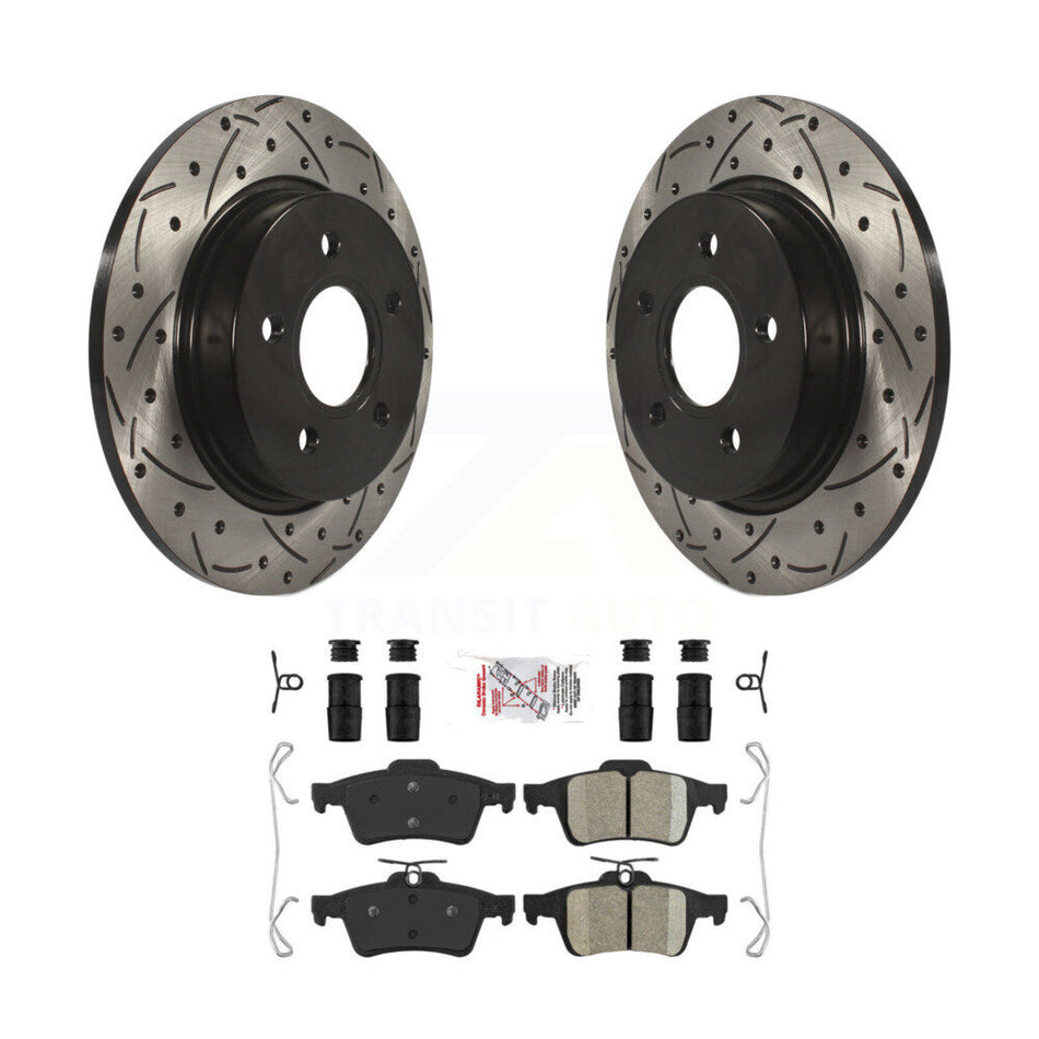 Rear Coated Drilled Slotted Disc Brake Rotors And Ceramic Pads Kit For Ford Focus KDA-102054