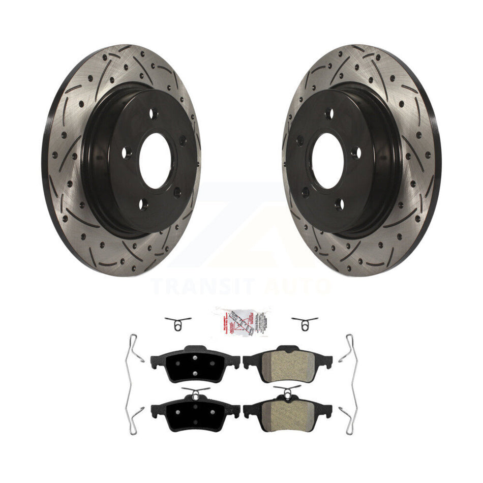 Rear Coated Drilled Slotted Disc Brake Rotors And Semi-Metallic Pads Kit For Ford Focus KDA-102056