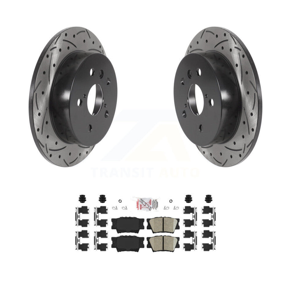 Rear Coated Drilled Slotted Disc Brake Rotors And Ceramic Pads Kit For Toyota Camry KDA-102057