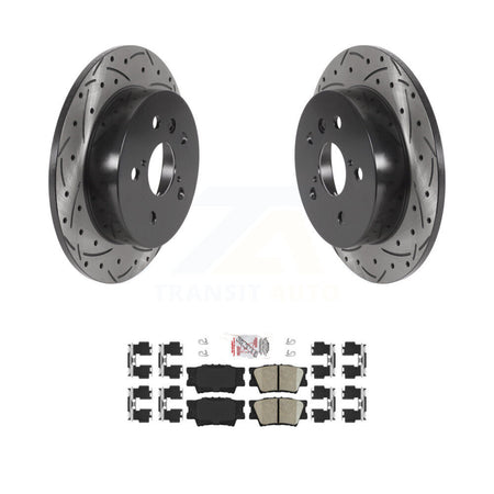 Rear Coated Drilled Slotted Disc Brake Rotors And Ceramic Pads Kit For Toyota Camry KDA-102059