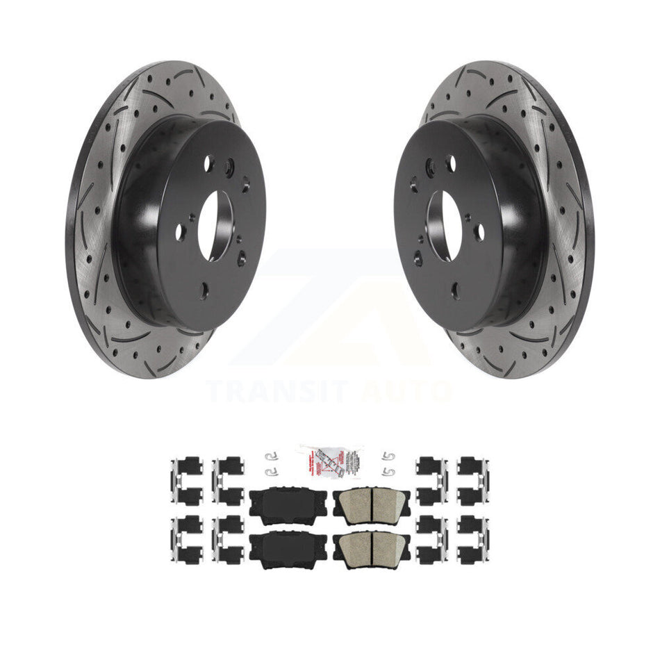 Rear Coated Drilled Slotted Disc Brake Rotors And Ceramic Pads Kit For Toyota Camry KDA-102059