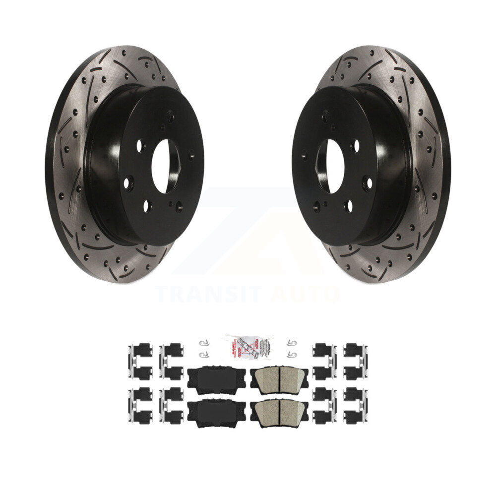 Rear Coated Drilled Slotted Disc Brake Rotor Ceramic Pad Kit For Toyota RAV4 Lexus HS250h KDA-102065