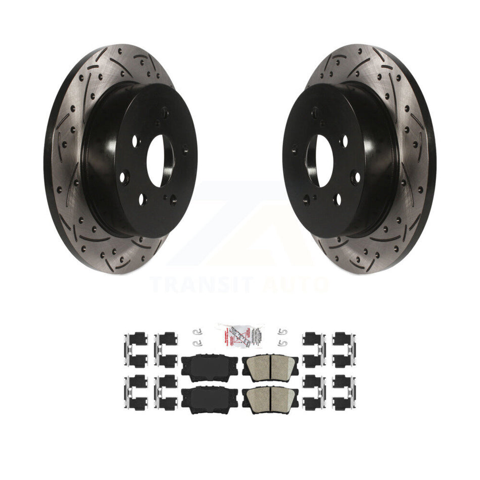 Rear Coated Drilled Slotted Disc Brake Rotor Ceramic Pad Kit For Toyota RAV4 Lexus HS250h KDA-102065