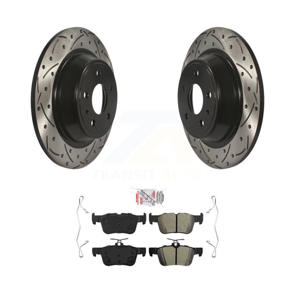 Rear Coated Drill Slot Disc Brake Rotor Semi-Metallic Pad Kit For Ford Fusion Lincoln MKZ KDA-102072