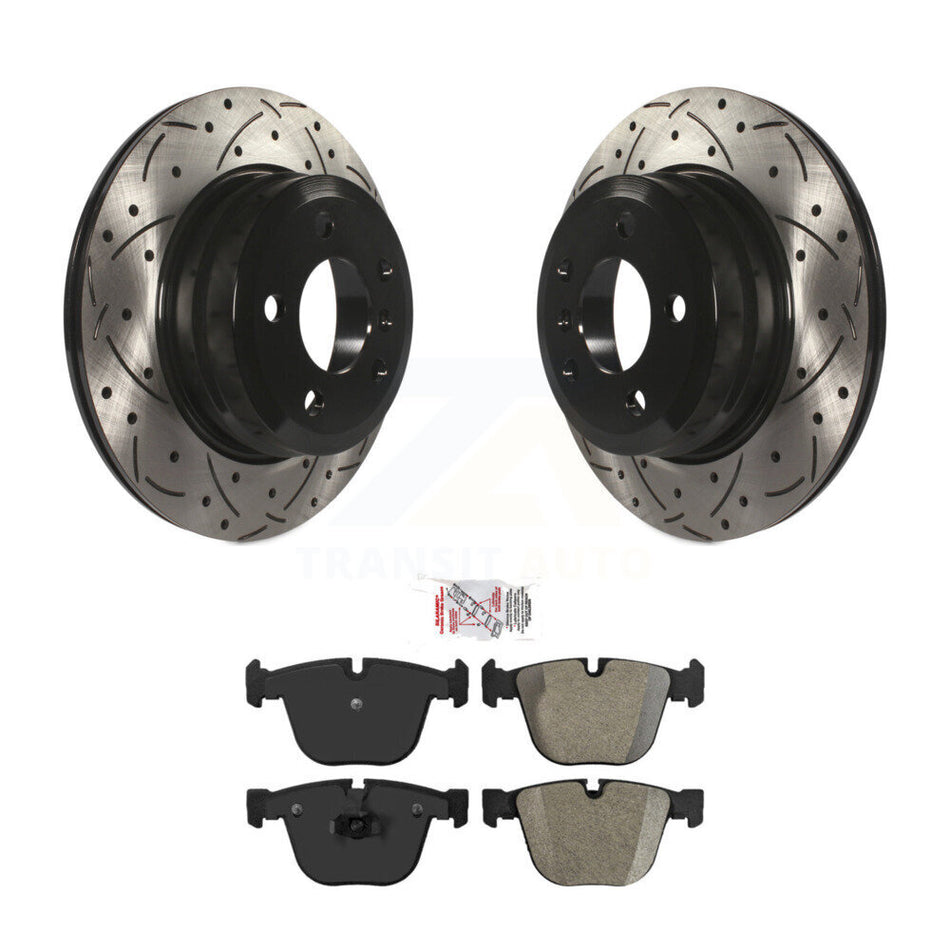 Rear Drilled Slot Brake Rotors Semi-Metallic Pad Kit For 2009 BMW X6 xDrive35i From 10 08 KDA-102075