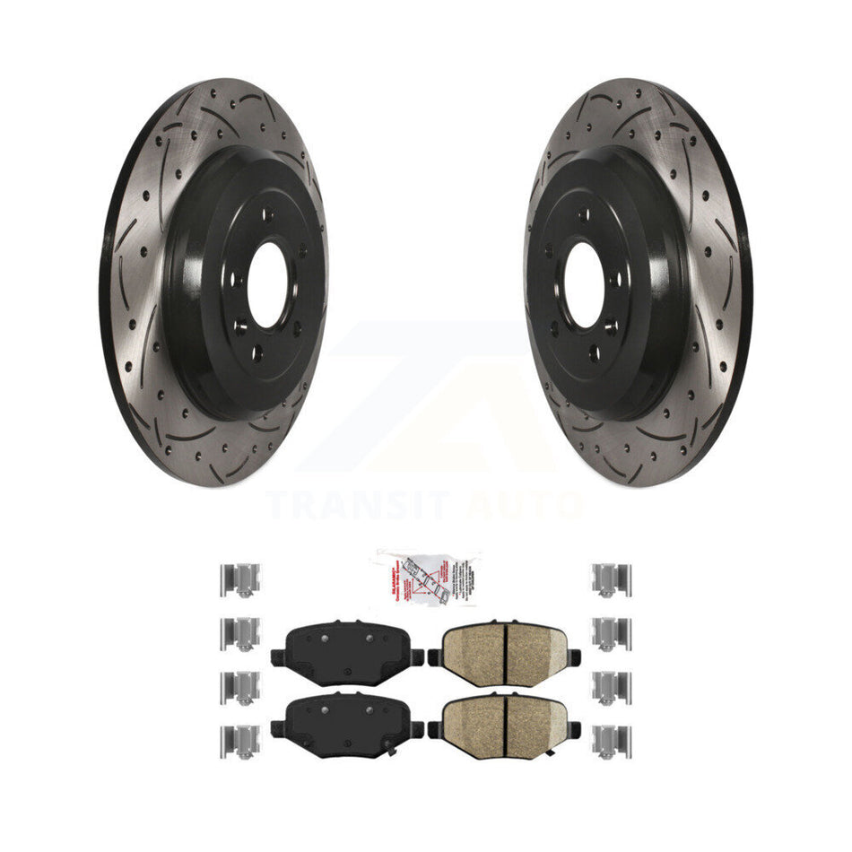 Rear Drilled Slot Brake Rotor Ceramic Pad Kit For Ford Explorer Without Heavy Duty Brakes KDA-102082