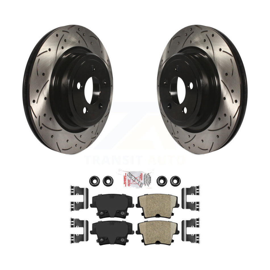 Rear Coated Drilled Slotted Disc Brake Rotor And Ceramic Pad Kit For Dodge Charger Magnum KDA-102088