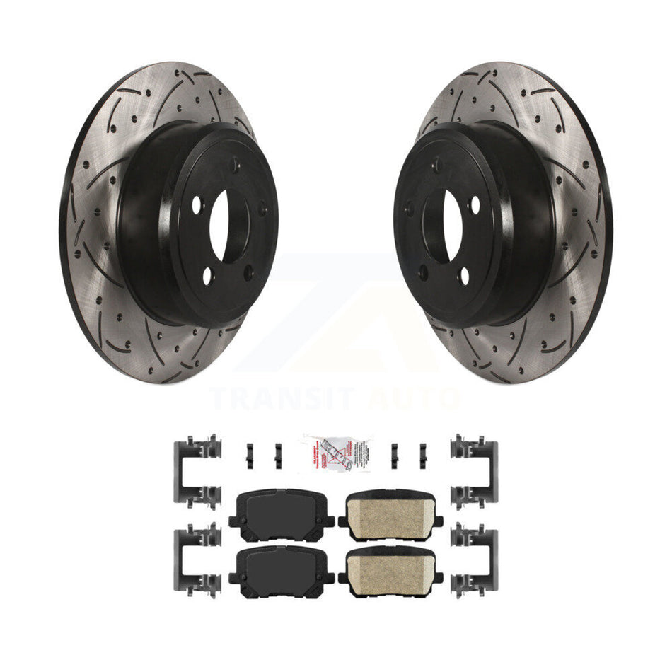 Rear Drill Slot Brake Rotor Ceramic Pad Kit For 14-18 Dodge Charger Pursuit with RWD 3.6L KDA-102090
