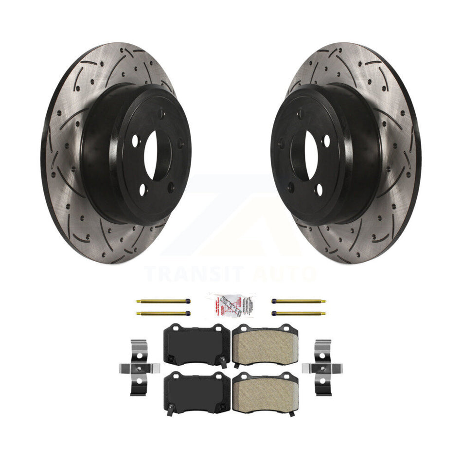 Rear Drill Slot Brake Rotors Semi-Metallic Pad Kit For 16 Chrysler 300 With Brembo Brakes KDA-102093