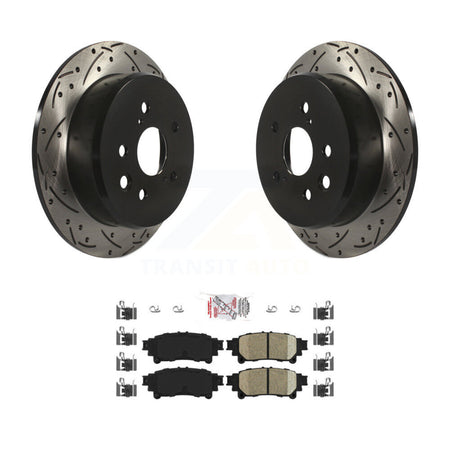 Rear Coated Drilled Slotted Disc Brake Rotors And Ceramic Pads Kit For Lexus IS250 KDA-102097