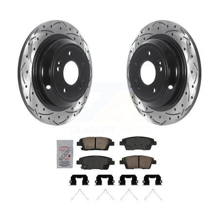 Rear Coat Drill Slot Disc Brake Rotor Ceramic Pad Kit For 2018-2020 Genesis G80 3.8L 5.0L KDA-102101