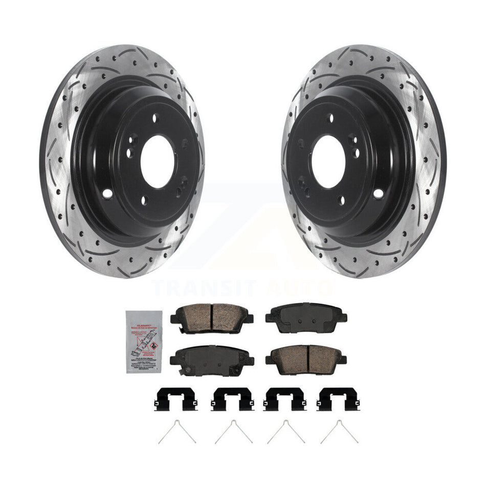 Rear Coat Drill Slot Disc Brake Rotor Ceramic Pad Kit For 2018-2020 Genesis G80 3.8L 5.0L KDA-102101