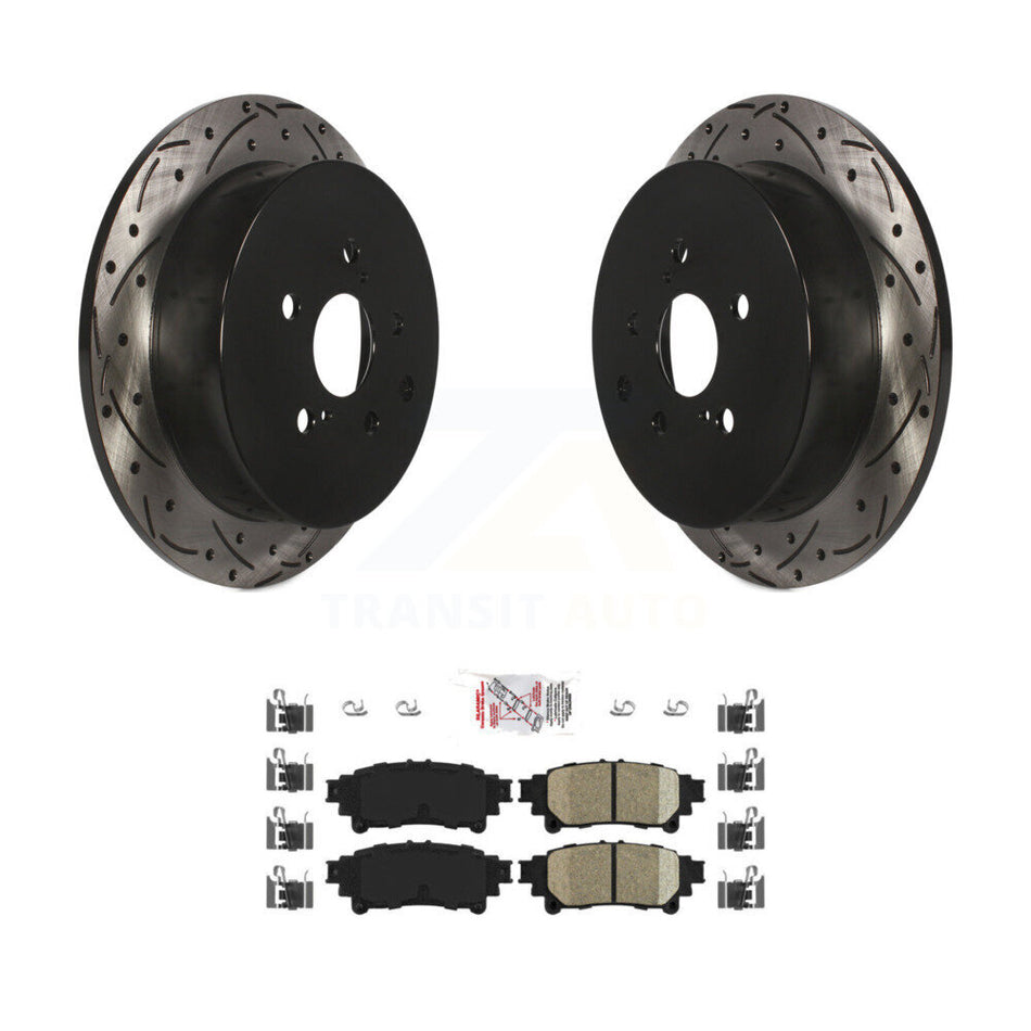 Rear Drill Slot Disc Brake Rotor Ceramic Pad Kit For Toyota Sienna Highlander Lexus RX350 KDA-102104