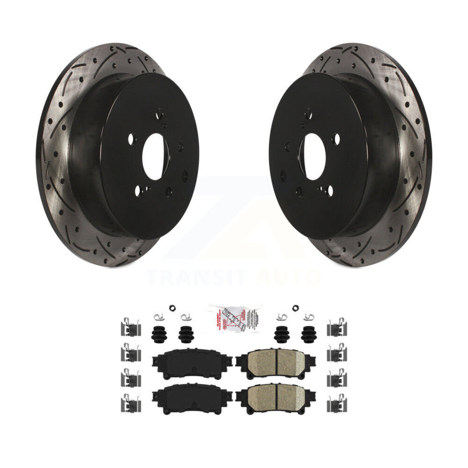Rear Drill Slot Disc Brake Rotor Ceramic Pad Kit For Toyota Sienna Highlander Lexus RX350 KDA-102105
