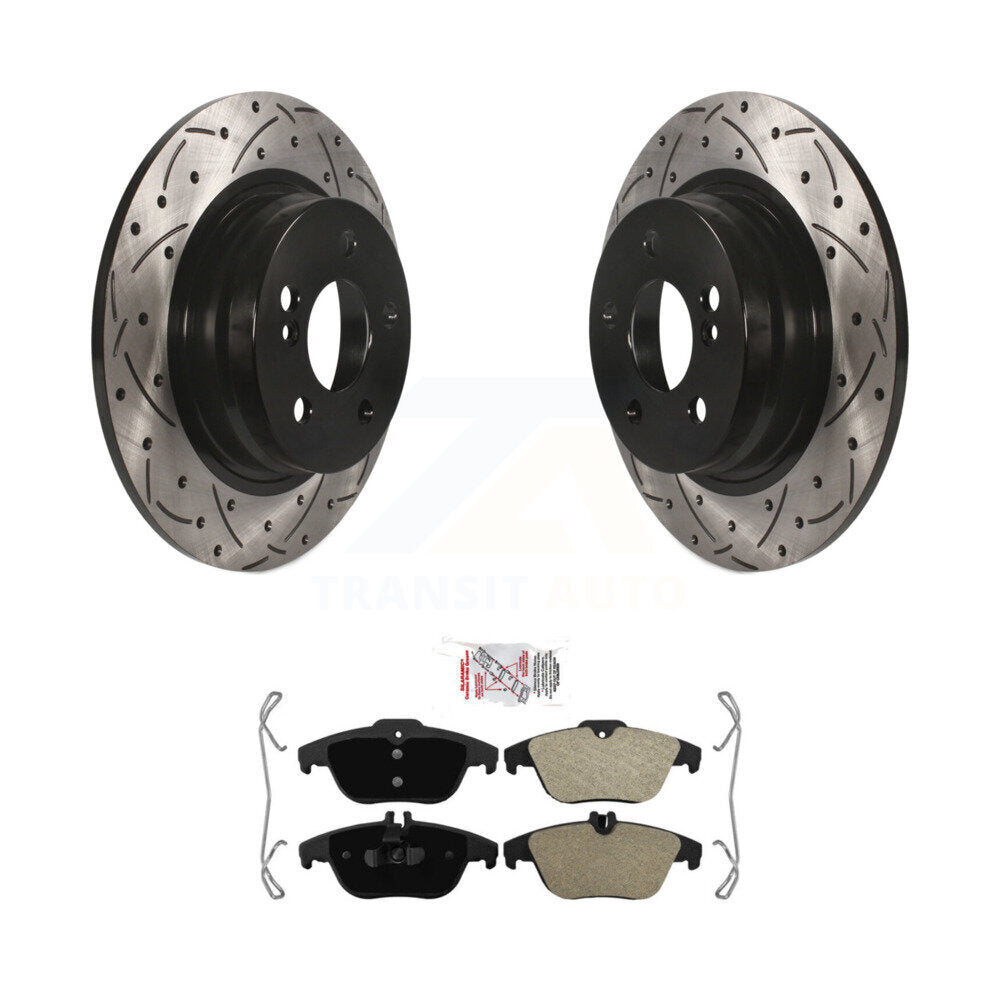 Rear Drilled Slot Disc Brake Rotor Semi-Metallic Pad Kit For Mercedes-Benz C300 C250 C230 KDA-102109