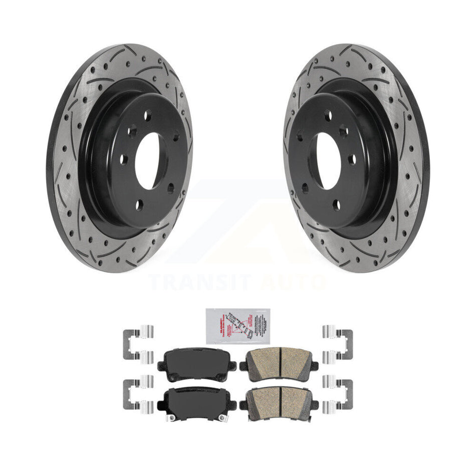 Rear Drilled Slot Brake Rotor & Ceramic Pad Kit For 2016 Chevrolet Malibu Carryover Model KDA-102121