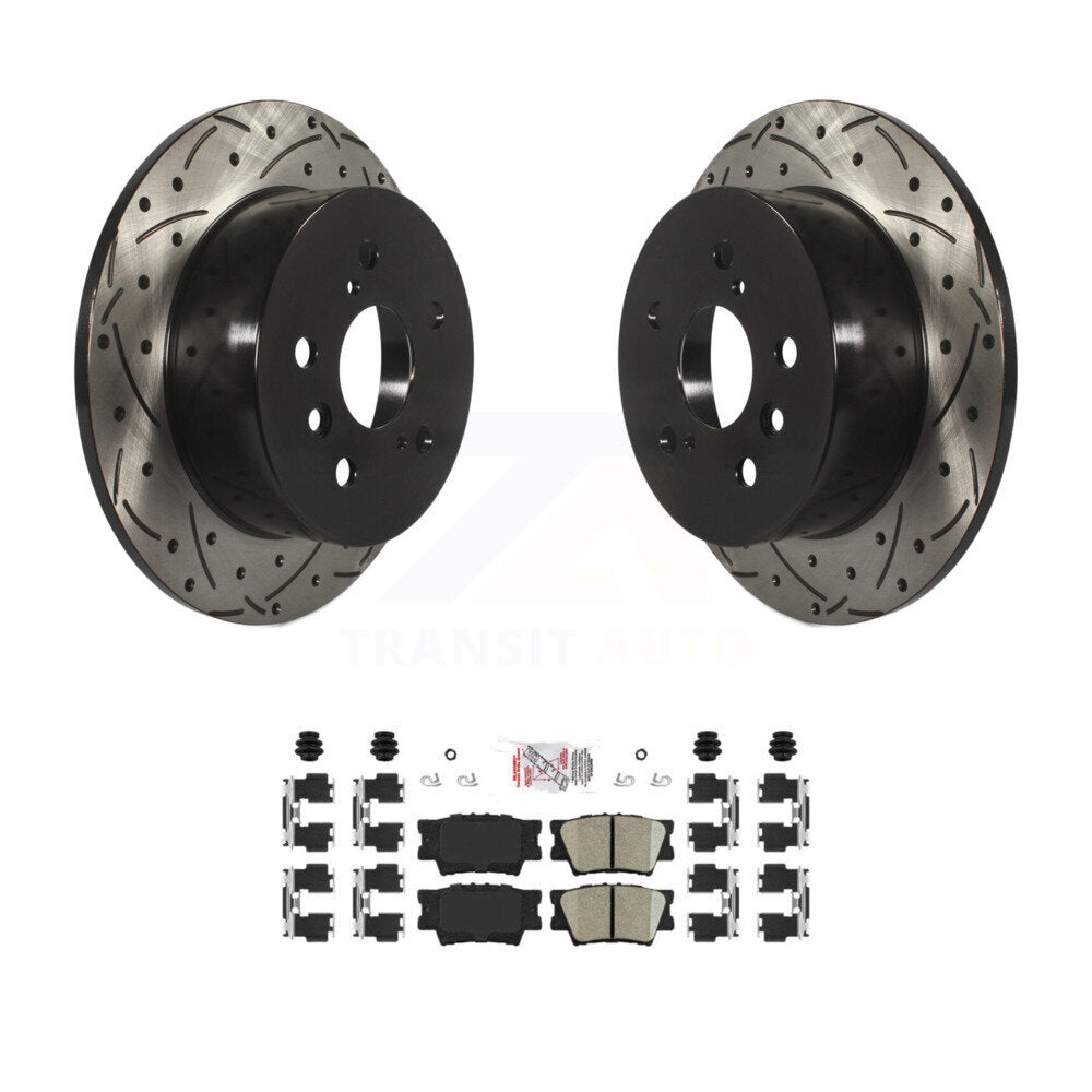 Rear Drilled Slot Brake Rotors Ceramic Pad Kit For Toyota Camry Lexus ES350 Avalon ES300h KDA-102144