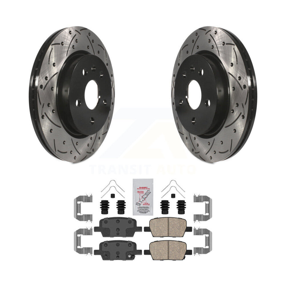 Rear Coated Drill Slot Disc Brake Rotor Ceramic Pad Kit For Chevrolet Camaro Cadillac CT6 KDA-102162