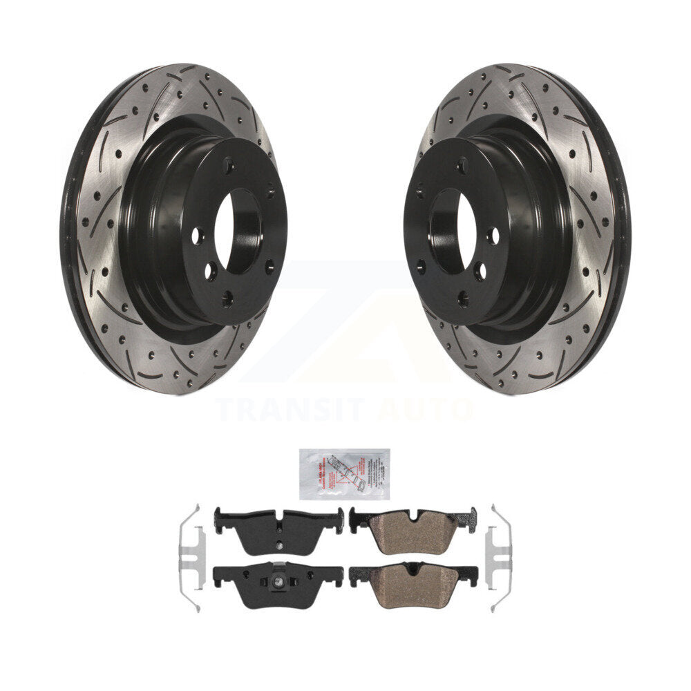 Rear Drill Slot Brake Rotor Semi-Metallic Pad Kit For BMW 230i xDrive 228i 328i 320i 428i KDA-102169