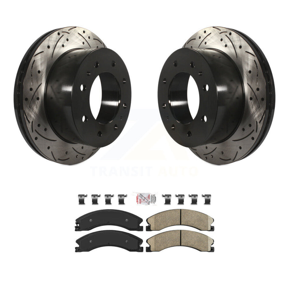 Rear Drilled Slot Brake Rotors Ceramic Pad Kit For GMC Chevrolet Sierra 2500 HD Silverado KDA-102170