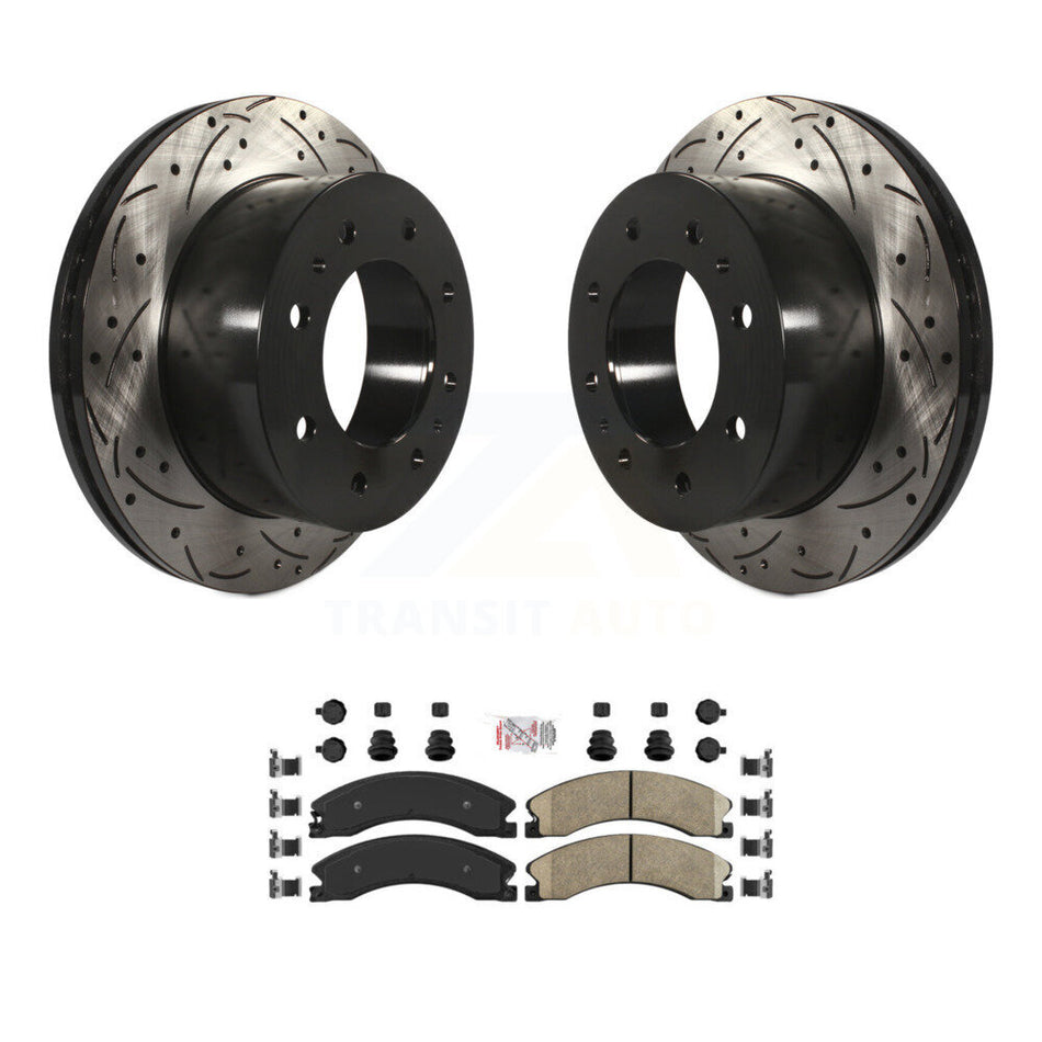 Rear Drilled Slot Brake Rotors Ceramic Pad Kit For GMC Chevrolet Sierra 2500 HD Silverado KDA-102172