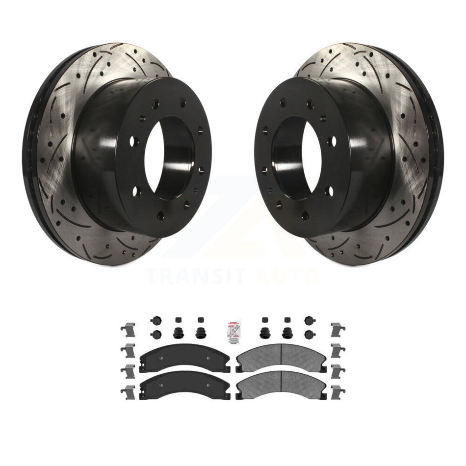 Rear Drilled Slot Brake Rotor Semi-Metallic Pad Kit For GMC Chevrolet Sierra 2500 HD 3500 KDA-102173