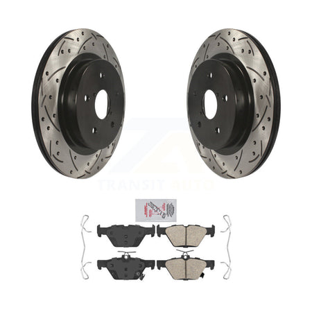 Rear Coated Drilled Slot Disc Brake Rotor & Ceramic Pad Kit For Subaru Outback WRX Legacy KDA-102186