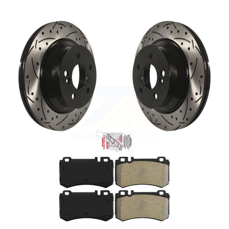 Rear Coated Drilled Slot Disc Brake Rotor Semi-Metallic Pad Kit For Mercedes-Benz E55 AMG KDA-102189