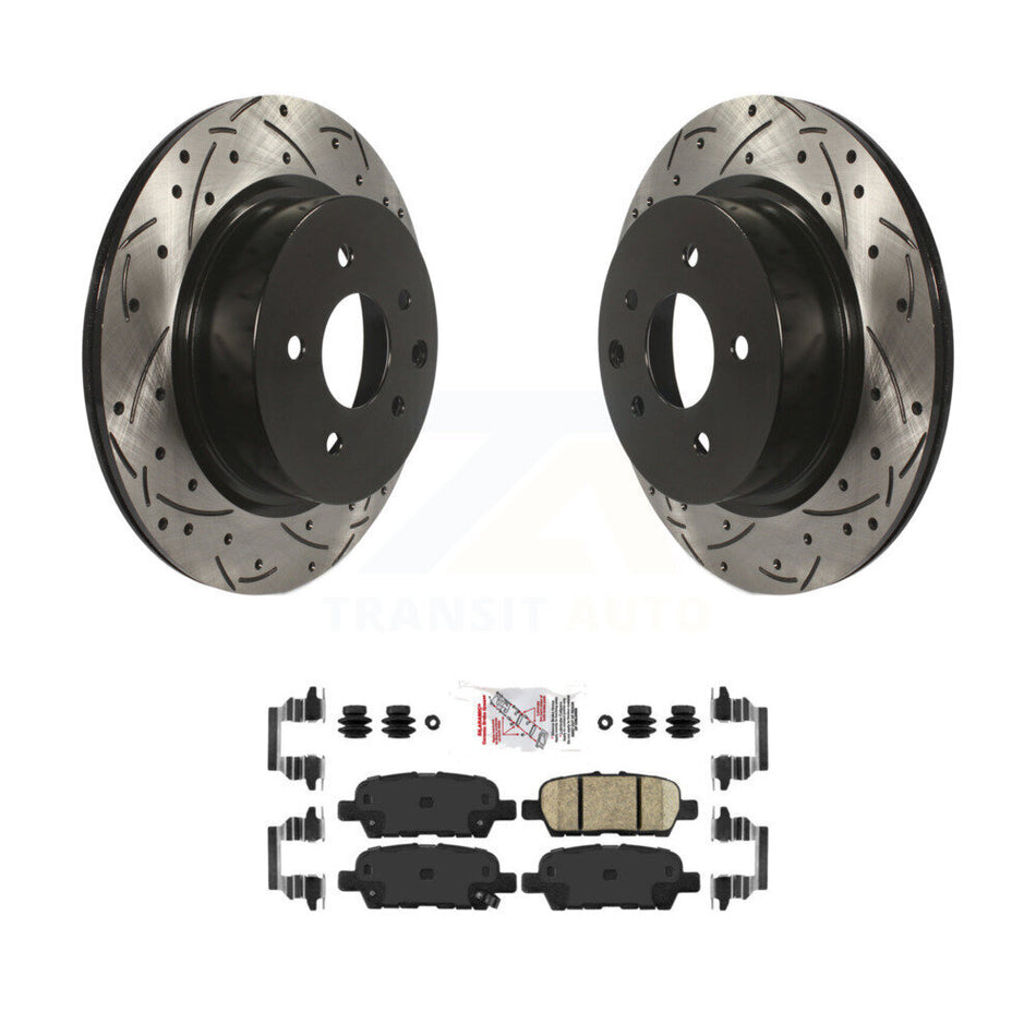 Rear Drill Slot Brake Rotor Ceramic Pad Kit For INFINITI Nissan Maxima G37 QX50 EX35 370Z KDA-102197