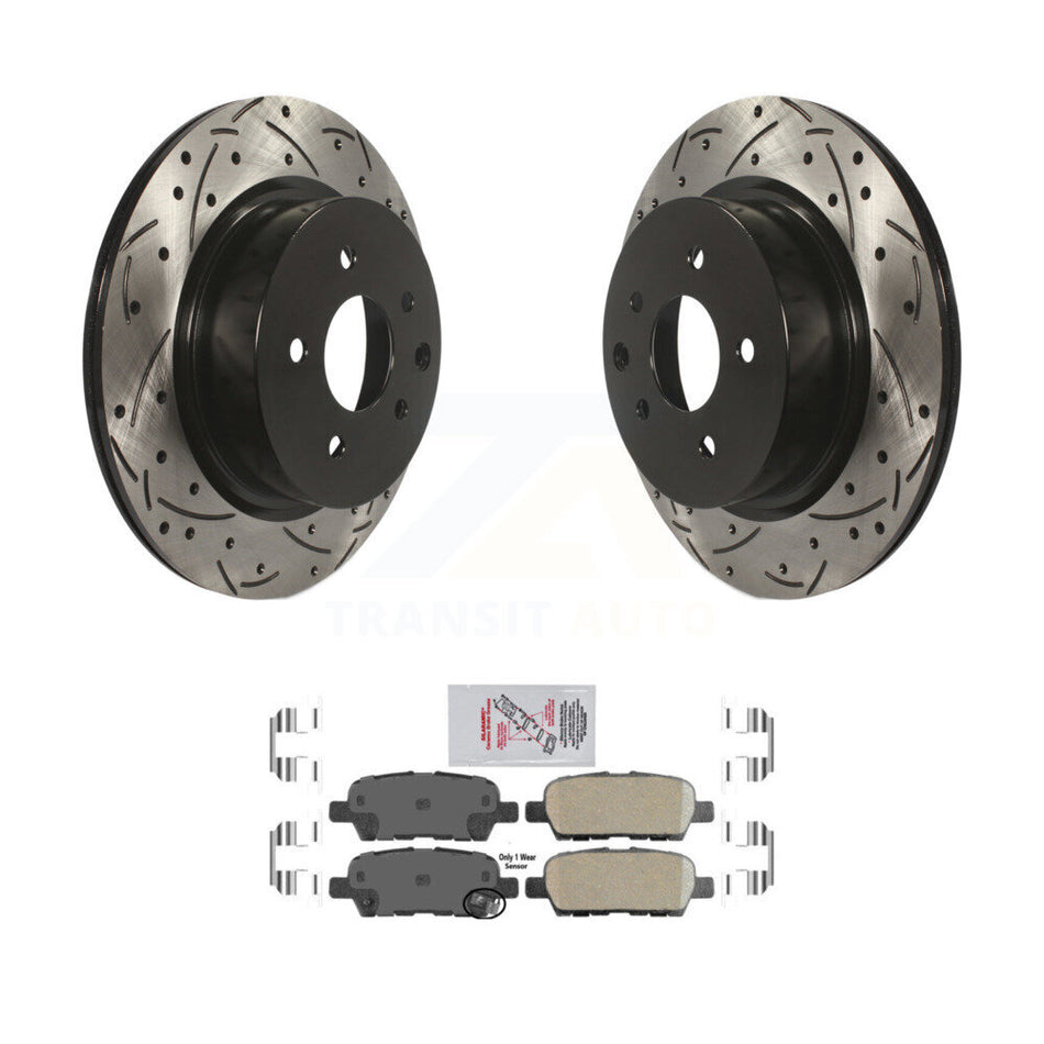 Rear Drill Slot Brake Rotor Ceramic Pad Kit For INFINITI Nissan Maxima G37 QX50 EX35 370Z KDA-102199