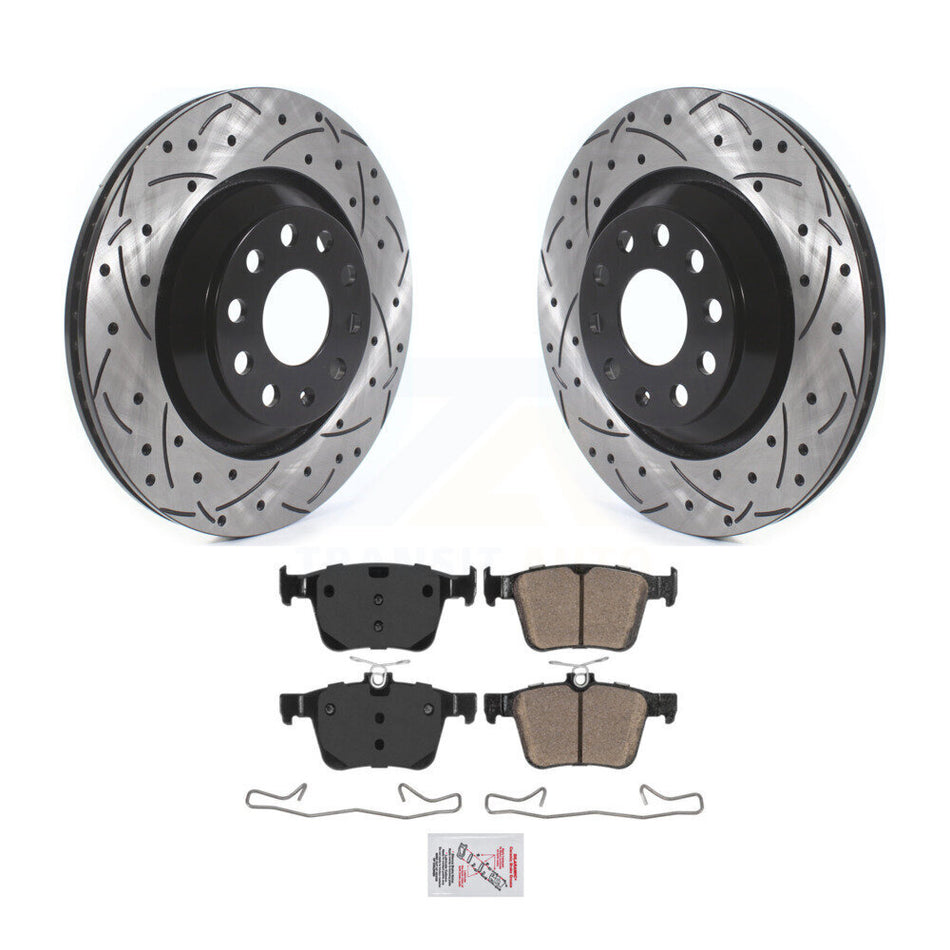 Rear Coated Drilled Slotted Disc Brake Rotors Ceramic Pad Kit For Volkswagen Atlas Golf R KDA-102204