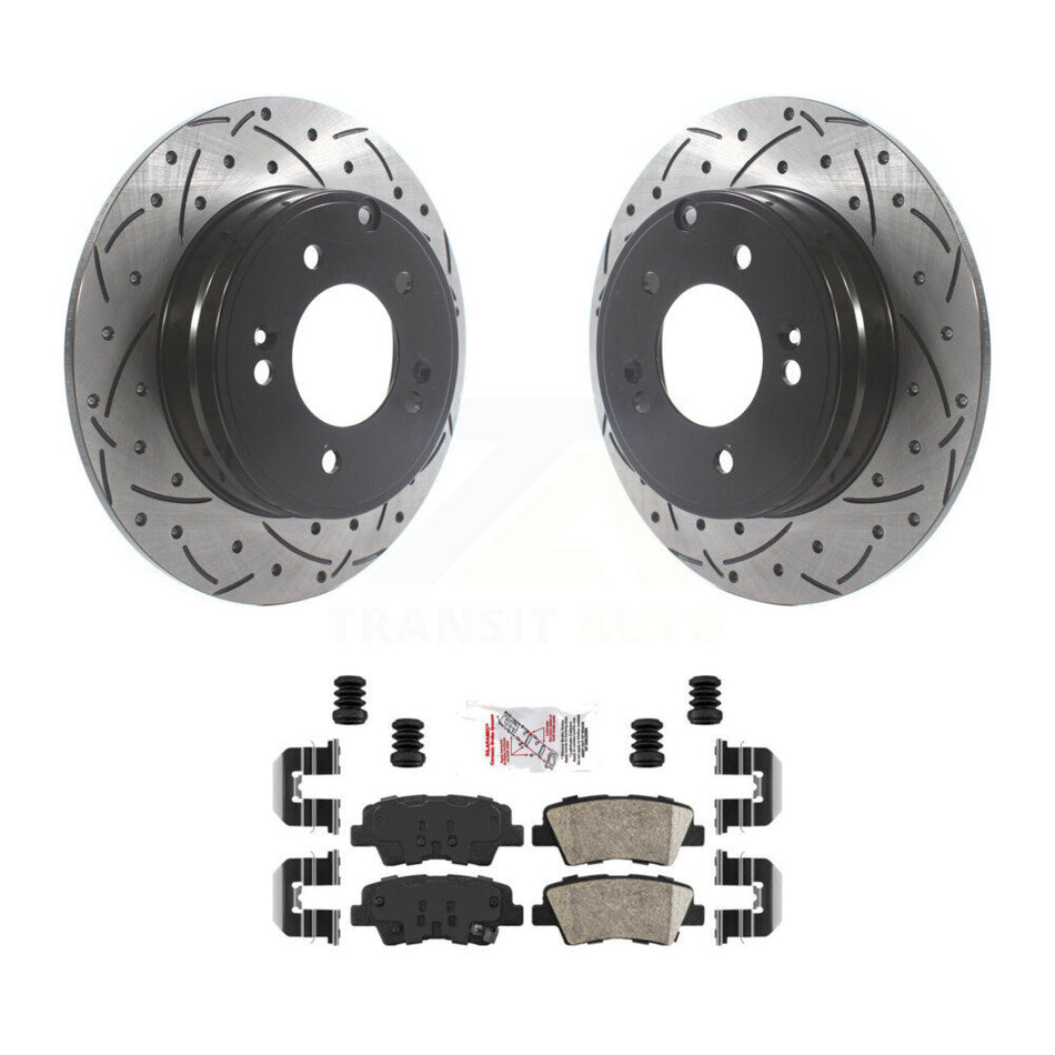 Rear Coat Drill Slot Disc Brake Rotor Ceramic Pad Kit For Hyundai Sonata Kia Optima Azera KDA-102208