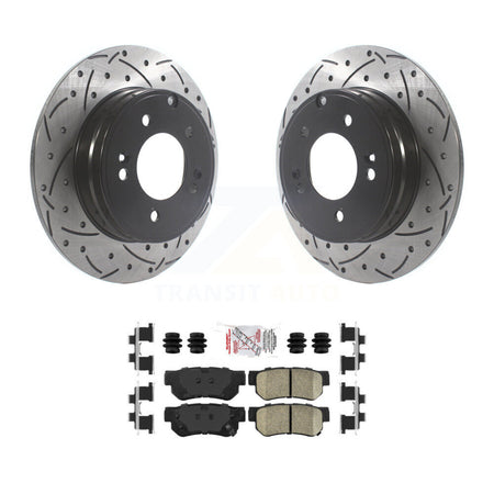 Rear Coated Drilled Slotted Disc Brake Rotors And Ceramic Pad Kit For Hyundai Sonata 3.3L KDA-102216