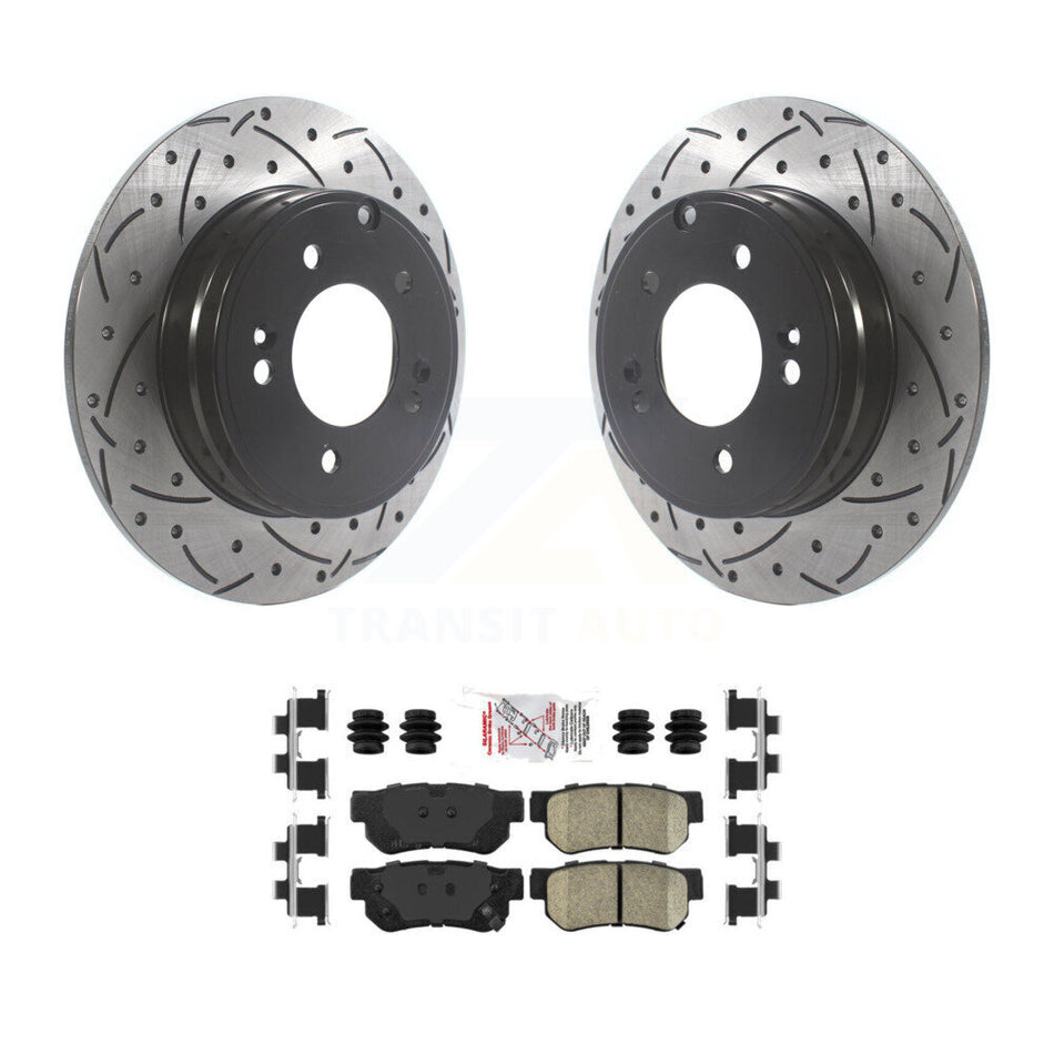 Rear Coated Drilled Slotted Disc Brake Rotors And Ceramic Pad Kit For Hyundai Sonata 3.3L KDA-102216