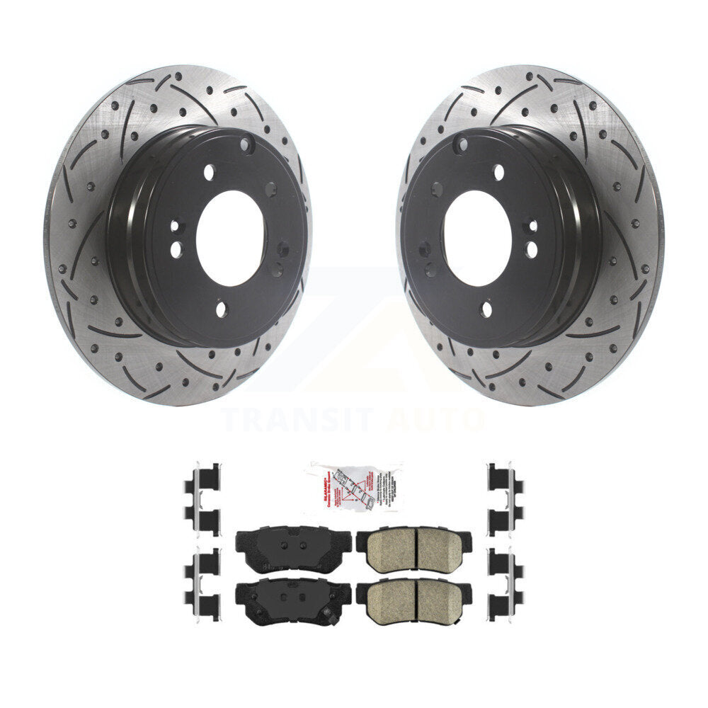 Rear Coated Drilled Slotted Disc Brake Rotors And Ceramic Pad Kit For Hyundai Sonata 3.3L KDA-102217