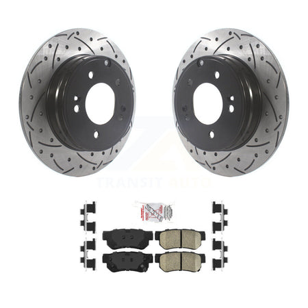 Rear Coated Drilled Slotted Disc Brake Rotors And Ceramic Pad Kit For Hyundai Sonata 3.3L KDA-102217