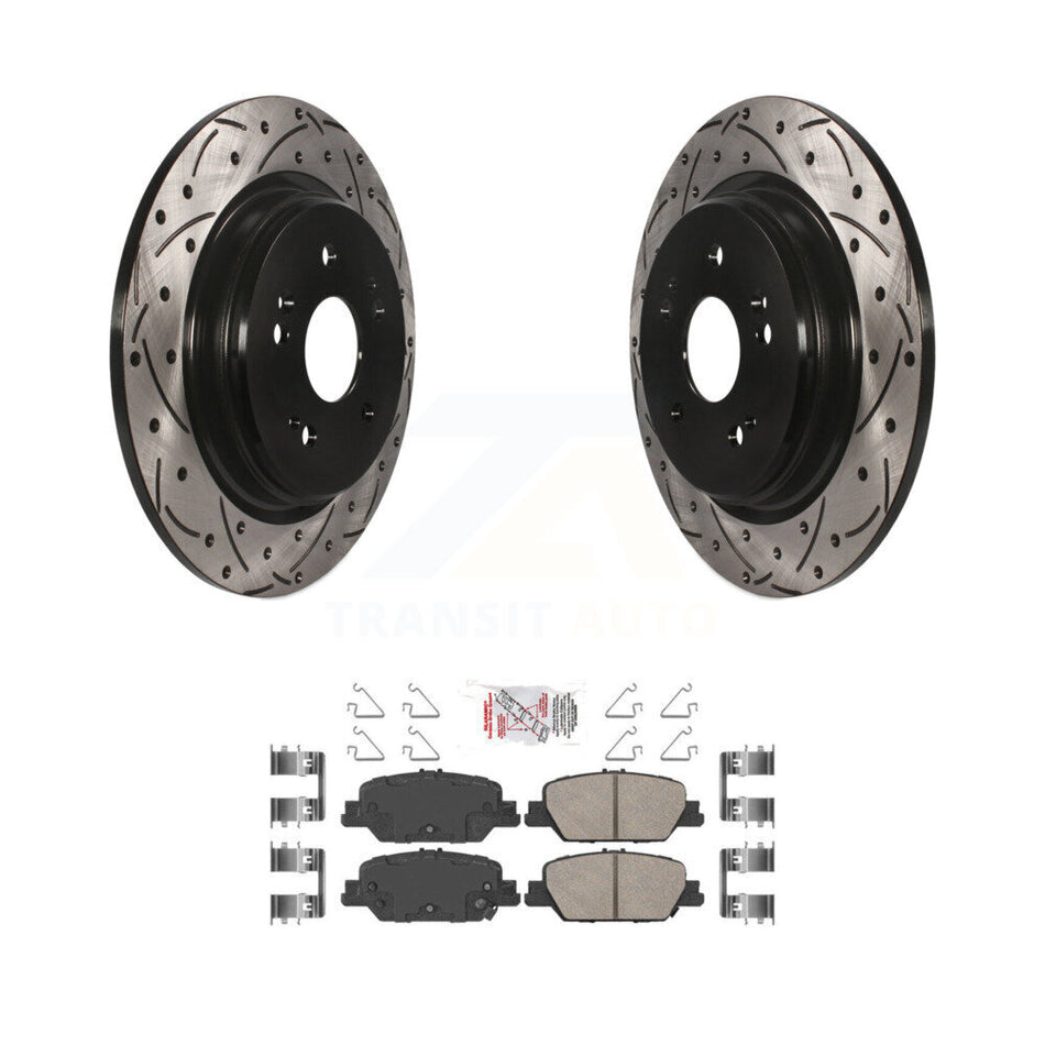 Rear Coated Drilled Slotted Disc Brake Rotor And Ceramic Pad Kit For 2017-2024 Honda CR-V KDA-102223