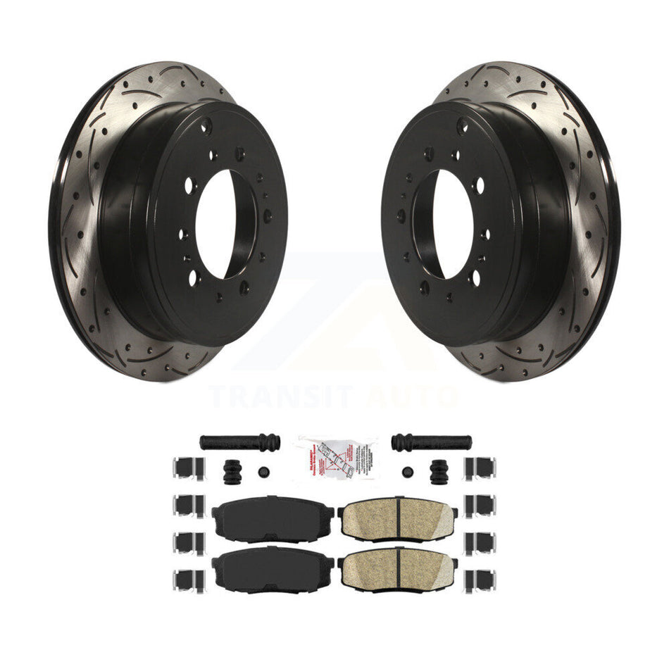 Rear Drilled Slot Brake Rotors Ceramic Pad Kit For Toyota Tundra Sequoia Lexus LX570 Land KDA-102225